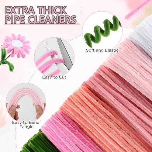 Vista 3 de 1000 piezas de limpiadores de tuberías surtidos 20 colores de chenilla