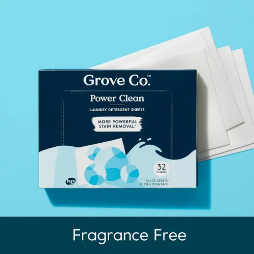 Vista 3 de Grove Co. Hojas de detergente para ropa, paquete de 2, 64 cargas, sin perfume
