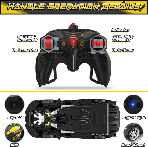 Vista 5 de BLUEJAY - Coches de control remoto transformables para niños de 3 a 12, 2.4 GHz Robot transformador a escala 1:18, deformación con un solo botón