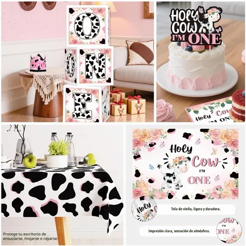 Vista 6 de cocomigo Juego de 232 decoraciones de cumpleaños con diseño de vaca sagrada