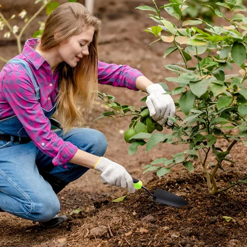 Vista 7 de Yaocom 16 piezas Pala de jardín de aleación de aluminio resistente, pala de mano pequeña de pala de jardín de metal con mango suave para herramienta
