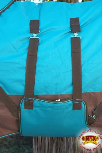 Vista 6 de HILASON Manta de paddock impermeable 1200D de invierno para caballo con cubierta para el cuello y envoltura para el vientre 74 pulgadas Cobre