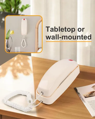 Vista 2 de Teléfono de pared con cable, teléfonos fijos para personas mayores con botones grandes, teléfono de escritorio de oficina con volumen alto ajustable
