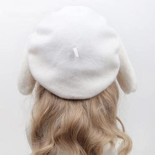 Vista 3 de Gorro de lana de Lolita con diseño de conejo de dibujos animados para adolescentes y niñas
