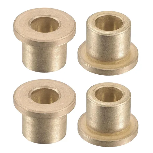 Vista 12 de uxcell Flange Sleeve Bearings 4mm Bore 8mm OD 4mm Length 12mm Flange Dia 2mm Flange Thickness Sintered Bronze Self-Lubricating Bushing 4pcs