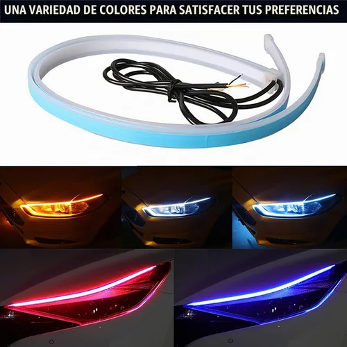 Vista 6 de Vilihkc 2 unids LED DRL Coche Correr Luz Flexible Impermeable Tira Auto Faros Blanco Señal Giratorio Amarillo Flujo de Freno Luces 12V Azul que