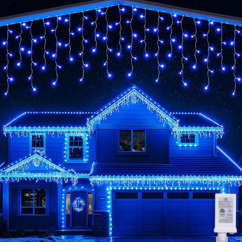 Vista 11 de Joomer Luces de carámbano de Navidad – Cadena de luces de 19 pies para exteriores impermeable, 8 modos de temporizador, conectable, tira de luces