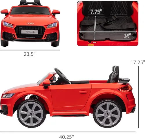 Vista 3 de Aosom 6V Audi TT RS Automóvil deportivo eléctrico para niños Ride On Toy One Seat con control remoto., Rojo