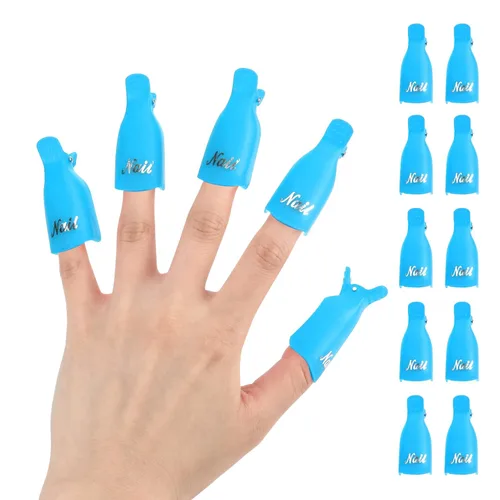 Vista 17 de Kit de removedor de esmalte de uñas de gel con 10 clips de removedor de esmalte de uñas rosa con tapa, botella dispensadora, empujador de cutículas