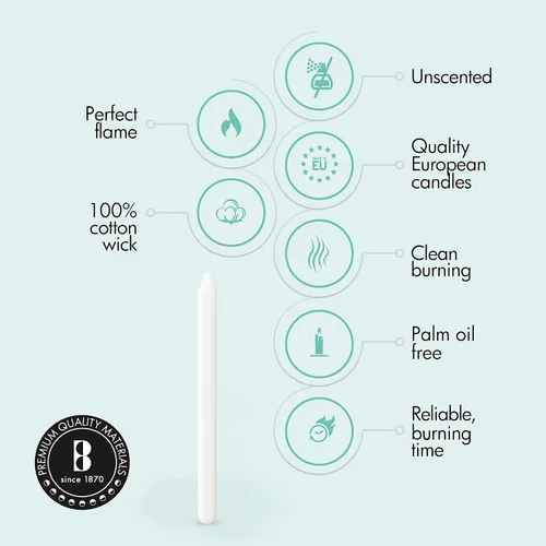 Vista 3 de BOLSIUS Velas Blancas Rectas Sin Aroma Paquete de 100 - 12 pulgadas de largo - 12 horas de combustión, perfectas para velas de emergencia