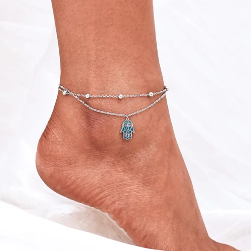 Vista 7 de CHIC & ARTSY Tobilleras delicadas de plata de ley S925 para verano, pulsera de tobillo ajustable multicapa para playa, joyería de pie para mujer