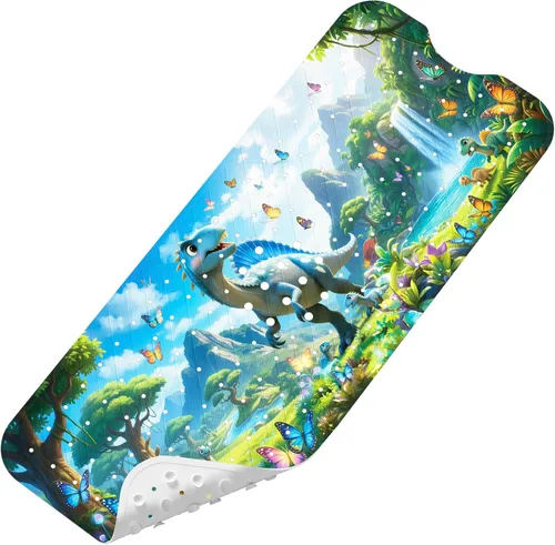 Vista 15 de Tapete de Baño para Bebé Mejorado con Dibujos Animados Antideslizante - 40"x16" Extra Largo Tapete de Bañera para Bebé Ecológico Duradero Tapete