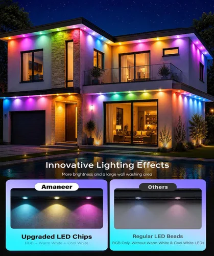 Vista 6 de Luces Permanentes para Exterior, 15 metros RGB + IC Luces LED Inteligentes para Aleros con Aplicación y Control Remoto, IP67 Impermeables, para 50ft