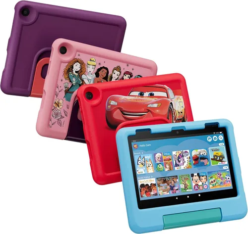 Vista 6 de Funda Amazon reforzada para niños para tablet Fire HD 8 (solo compatible con tablets de 12ª generación). Azul