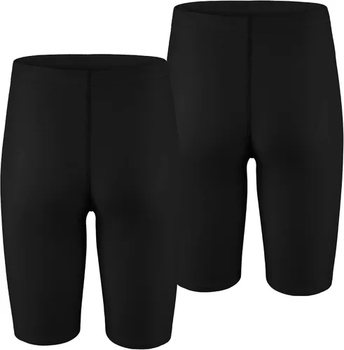 Vista 3 de LEAO Traje de baño para niños y jóvenes, color liso, con protección solar UPF 50+, secado rápido, pantalones cortos de natación atléticos