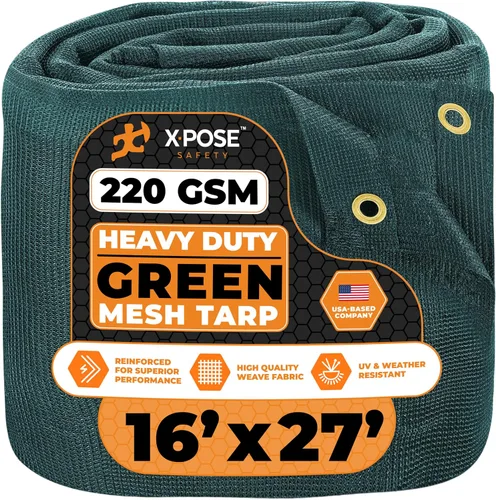Vista 61 de Xpose Safety Lona de malla resistente, 4 x 10 pies, cubierta protectora negra multiusos con flujo de aire, uso para amarres, sombra, vallas, toldos
