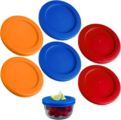 Vista 13 de KlareWare Tapas de repuesto para 2 tazas, tapas de plástico sin BPA para Pyrex 7200, Anchor Hocking (paquete de 4, azul) - Contenedores no incluidos