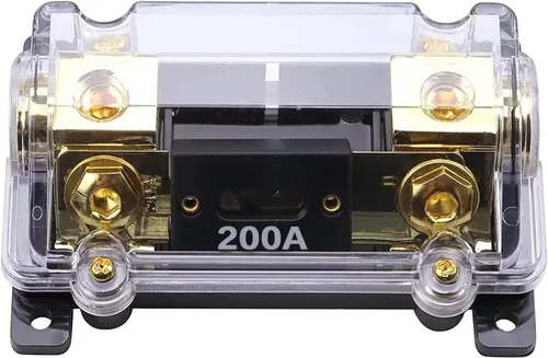 Vista 6 de ZOOKOTO Portafusibles de 100 A, audio estéreo para automóvil, soporte de fusibles ANL en línea de calibre 0, 2, 4, con fusible ANL de 100 amperios