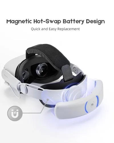 Vista 8 de T3 Plus Battery Head Strap for Meta Quest 3/Quest 3S, Rechargeable Battery Pack(2x8000mAh) with Charging Dock Accessories, Adjustable Elite Strap