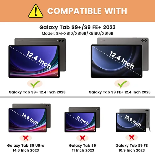 Vista 2 de INFILAND Funda para Galaxy Tab S10+ Plus 2024, S9+ Plus, S9 FE Plus, funda de soporte multiángulo compatible con Samsung Tab S10 Plus/S9 Plus/S9 FE