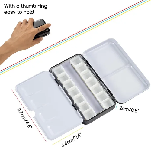 Vista 2 de MEEDEN Paleta de pintura de acuarela vacía: paleta de colores de agua de viaje con 12 medias sartenes - Caja de lata portátil de paleta de metal