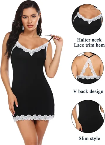 Vista 2 de Avidlove - Ropa de dormir sexy para mujer camisón de algodón para mujer lencería para mujer