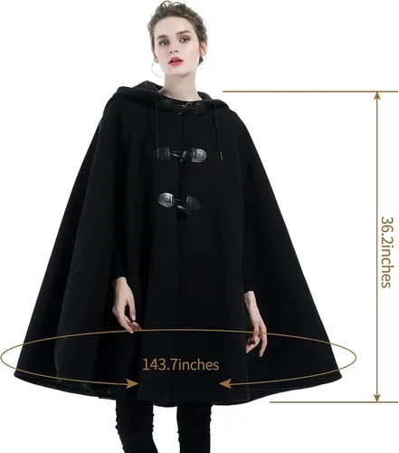 Vista 5 de Capa con capucha para mujer, estilo vintage, talla grande, para invierno