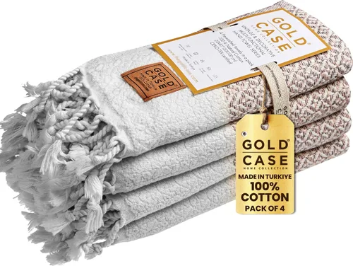 Vista 42 de Gold CASE - Juego de 4 Toallas de Mano Turcas para Baño, 20 x 40 pulgadas, Toallas de Baño 100% Algodón, Toalla Pequeña de Cocina Aphrodite