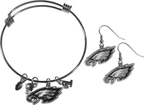 Vista 17 de Siskiyou Sports NFL womens Dangle Earrings and Charm Bangle Bracelet Set