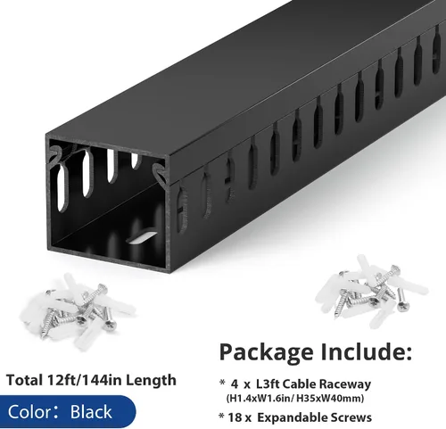 Vista 4 de ZhiYo Canaleta de gestión de cables para rack de servidores de 1.4 pulgadas de alto x 1.6 pulgadas de ancho, kit de conductos de cable de 12 pies