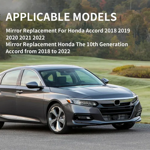 Vista 6 de Espejo lateral del conductor de reemplazo para Honda Accord 2018 2019 2020 2021 2022 - Cristal de espejo lateral izquierdo, espejos retrovisores