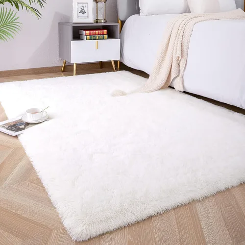Vista 13 de Foxmas Alfombras de Área Suaves y Esponjosas para Dormitorio, Habitación de los Niños, Alfombra de Guardería de Felpa Peluda, Alfombras Peludas