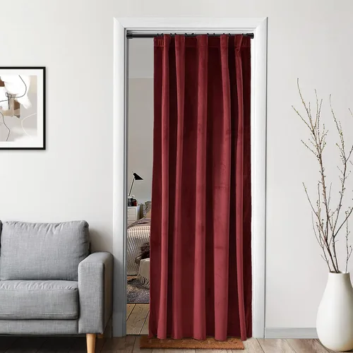 Vista 11 de XTMYI Paneles de Cortinas de Puerta Opacas de Terciopelo para Dormitorio, Aislamiento Térmico de Invierno Cálido con Pestaña Trasera y Bolsillo