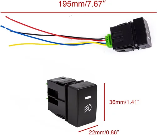 Vista 2 de x xotic tech Interruptor de botón de 4 polos de 12 V estilo fábrica con luces indicadoras LED compatibles con niebla, DRL, barra de luz LED