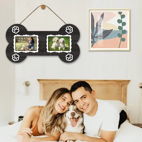 Vista 5 de EXQUIDECA Marco de Fotos Conmemorativo para Perros de 3.5 x 5 Pulgadas en Forma de Hueso Doble - Regalo de Condolencias por Fallecimiento de Mascota