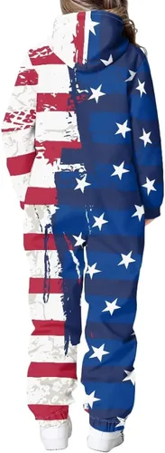 Vista 2 de AFPANQZ Unisex Kids Hooded Jumpsuit Full Zipper Hooded Jumpsuit One Piece Onesie Long Sleeves Jumpsuit Tracksuit