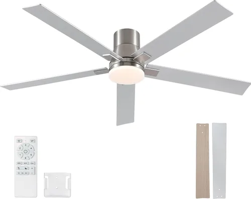 Vista 35 de Ventiladores de techo de 42 pulgadas con luces y control remoto, ventilador de techo negro con 5 aspas, motor DC reversible de 6 velocidades, LED