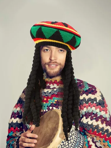 Vista 5 de SATINIOR Peluca de rasta con rastas negras, 1 pieza, talla 17.3