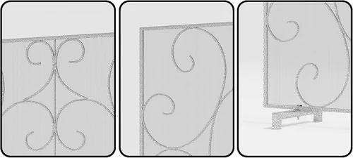 Vista 5 de Kingson Pantalla decorativa para chimenea de panel único independiente, cubierta artesanal de malla metálica duradera, protector contra chispas