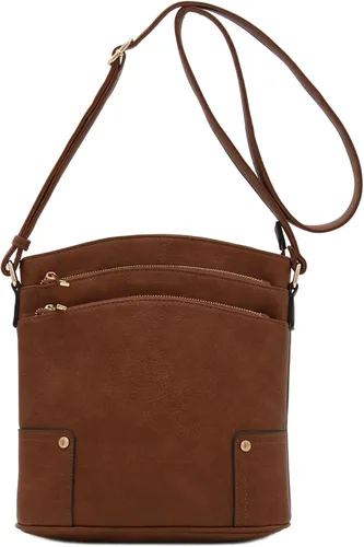 Vista 79 de Bolso cruzado grande con triple bolsillo con cremallera.