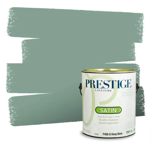 Vista 5 de Prestige Paints - Pintura exterior e imprimación en uno, 1 galón, plano, compatibilidad comparable con el color menta «Whipped Mint» de Behr
