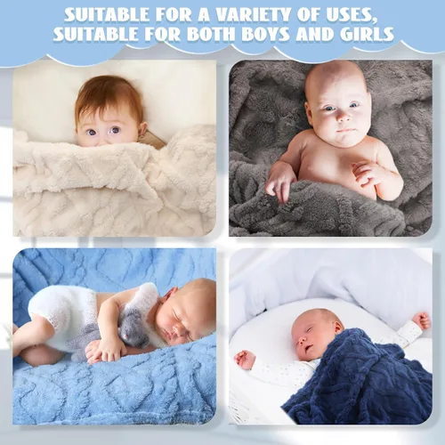 Vista 6 de VitalCozy Juego de 4 Mantas de Felpa Suave para Bebé 30" x 40" 3D de Peluche Cálido Mantas de Envoltura para Dormitorio para Niños Pequeños, Niñas