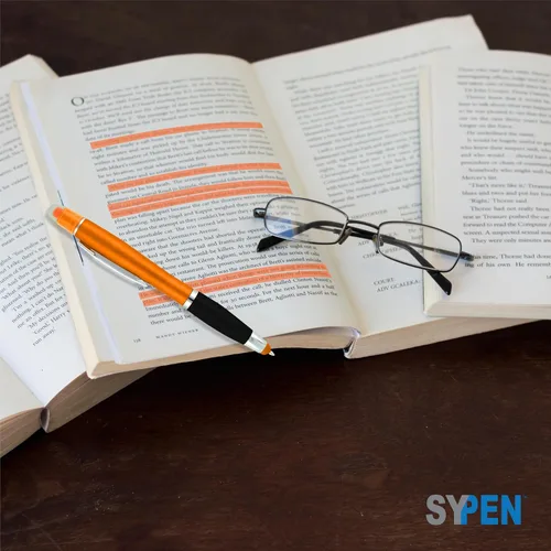 Vista 3 de SyPen Bolígrafos personalizados con resaltador de gel y lápiz capacitivo, paquete de 200 unidades, impresión a granel, resaltador bíblico de 3