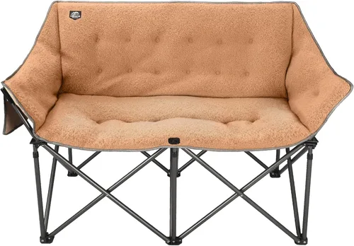 Vista 4 de Silla plegable para camping, silla doble portátil con soporte para tazas, soporte para copas de vino, bolsa de transporte resistente para 2 adultos