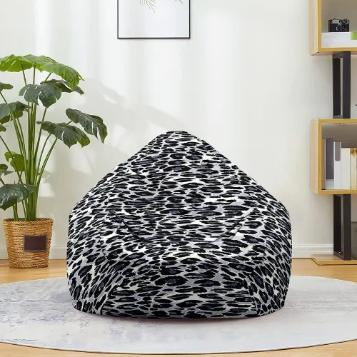 Vista 17 de Lukery Puf de almacenamiento con estampado de leopardo 3D para niños y adultos, puf rellenable (sin relleno), puf lavable para sala de estar, sofá