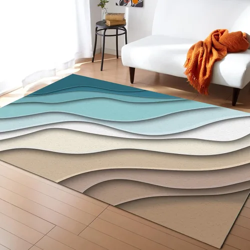 Vista 31 de Alfombra abstracta rosa y gris de San Valentín de 2 x 3 pies, alfombra estética geométrica moderna, antideslizante, rectangular, lavable