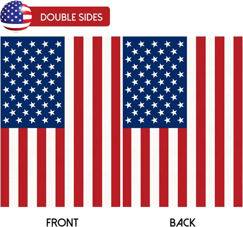 Vista 3 de Paquete de 2 banderas de jardín con bandera estadounidense, bandera patriótica de doble cara de 12 x 18 pulgadas, color vibrante, Día de los Caídos