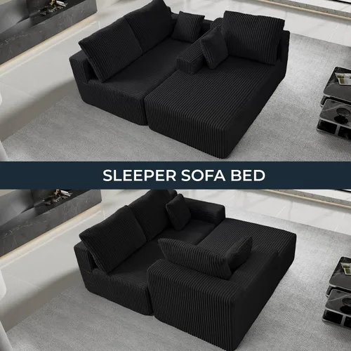 Vista 4 de Sofá modular Cloud de 105 pulgadas, sofá modular en forma de L con asiento profundo, sofás sin hueso para sala de estar y dormitorio, tapicería