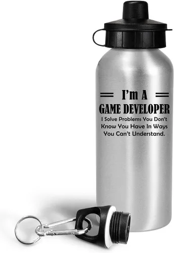 Vista 2 de Im a Game Developer Designer Water Bottle Tumbler 20oz Reusable Drinkware - Solve Problems - Cute Gifts for Video Gaming Design Dev Team Development