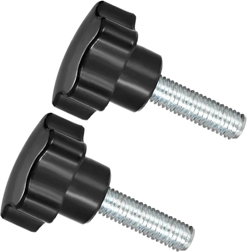 Vista 7 de Perillas de sujeción de estrella, rosca macho M6 x 0.591 in, cabeza de 1.220 in, mango de tornillo de pulgar de plástico, perno roscado negro